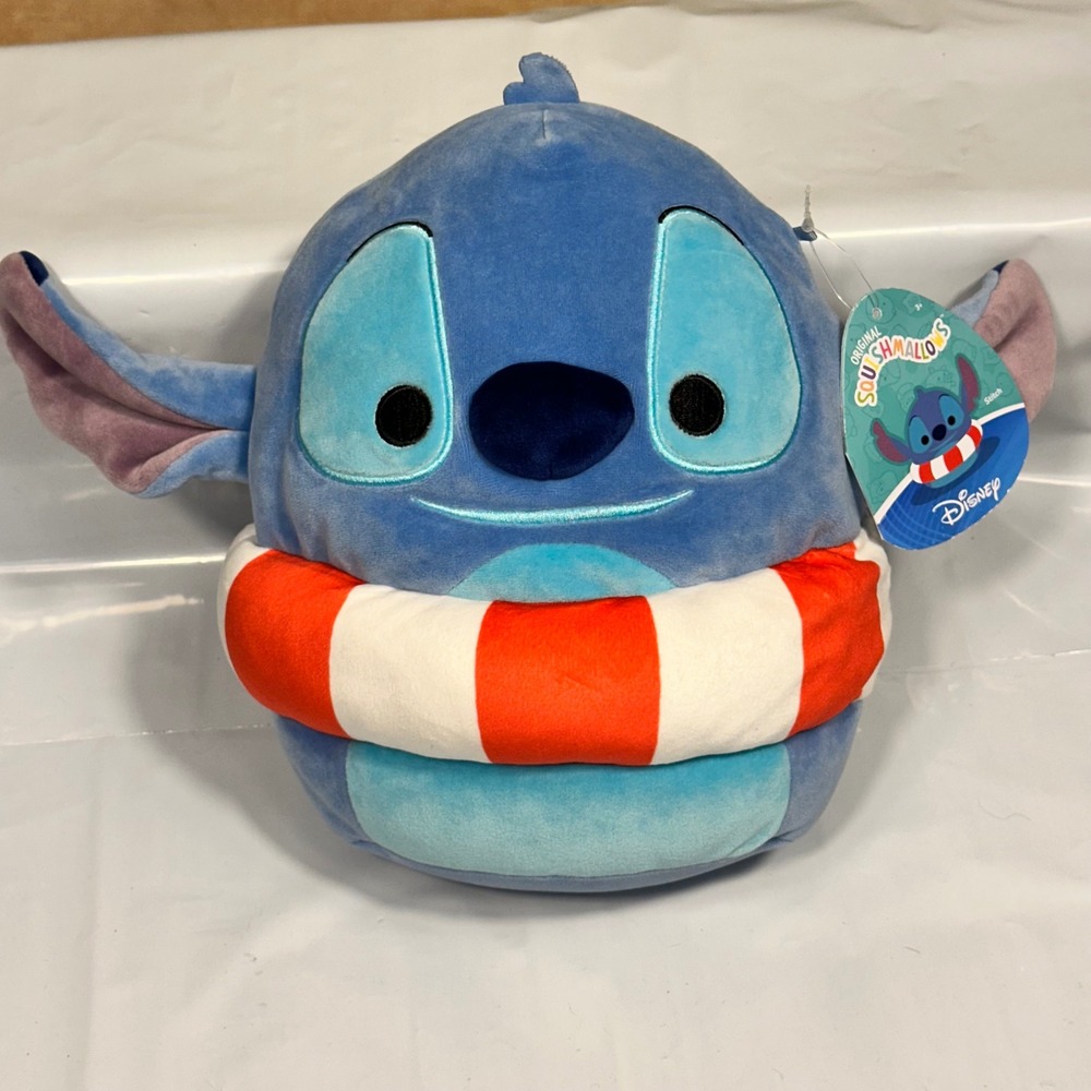 Squishmallows Stitch Plush Unisex 8 Inch Blue Summer Inner Tube Disney Excellent